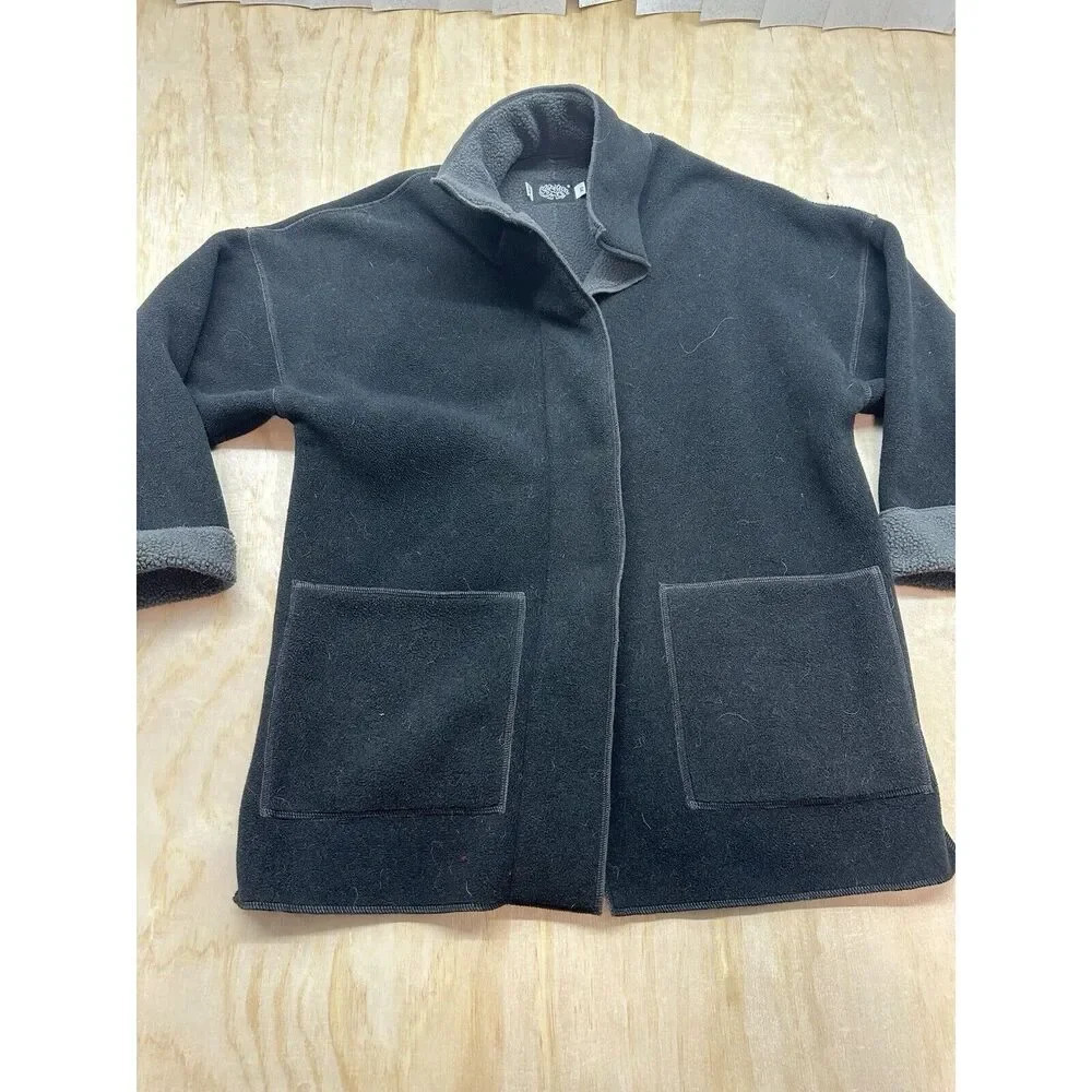 Cameleon Women’s Fleece Jacket XS Oversized Black Gray Made In‎ USA